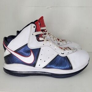 NIKE LEBRON 8 V1 VETERANS DAY VIII KING JAMES WHT/NVY 417098100 MENS SZ 11 USA